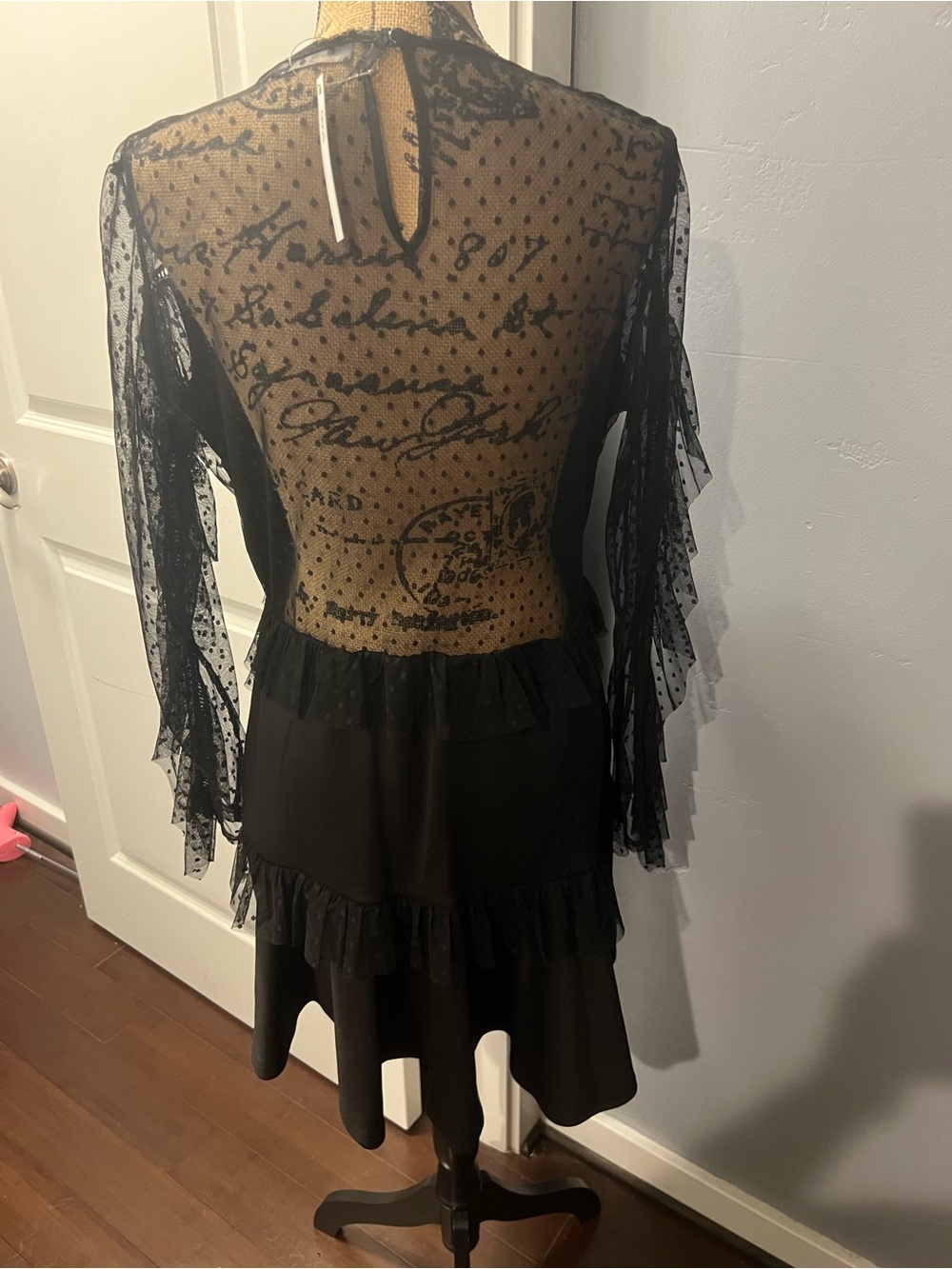 ASOS Black Layered Ruffle Mesh Dress - Picture 2 of 4
